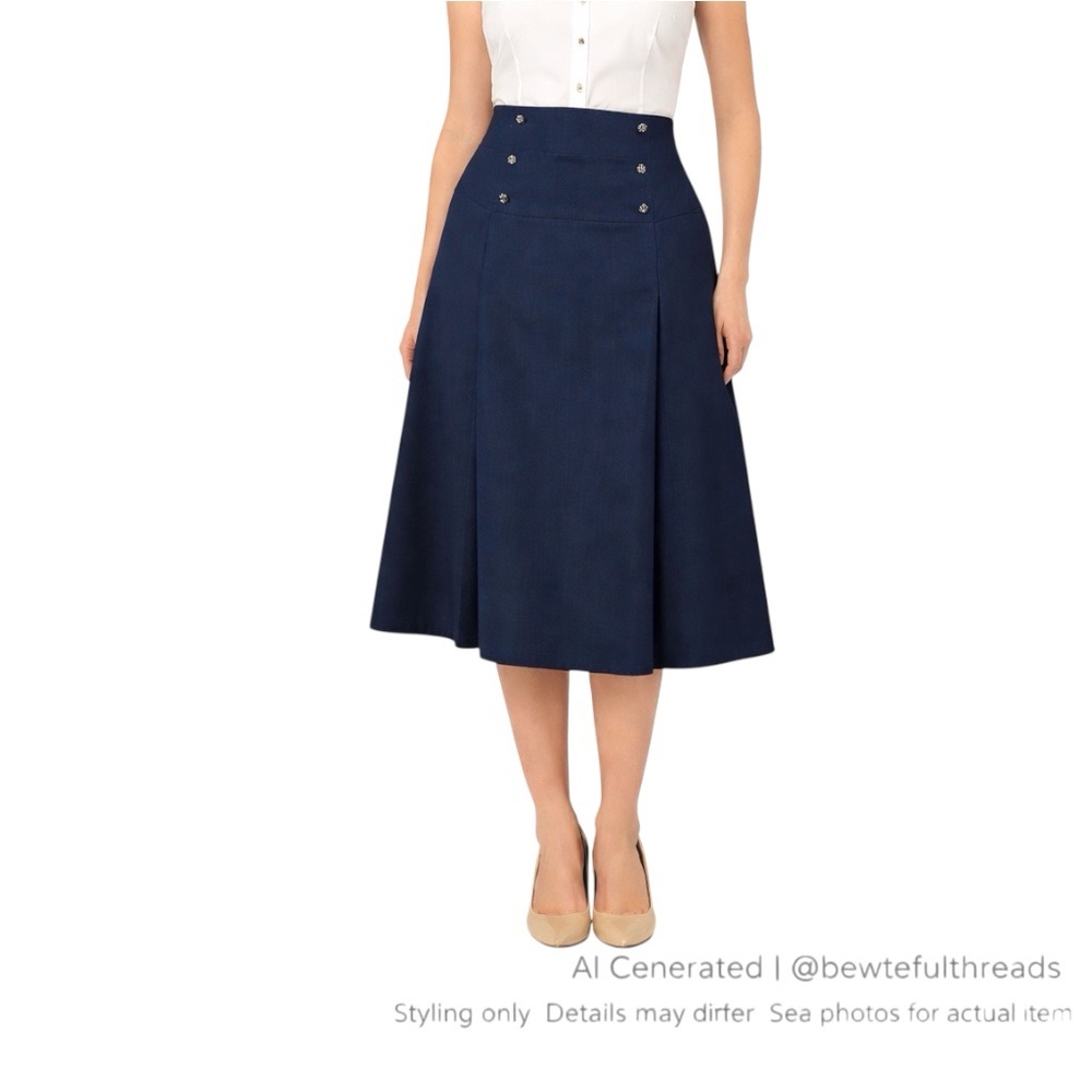 Gaytown Toronto S 4–6 Navy A-Line Midi Skirt Vintage 11/12